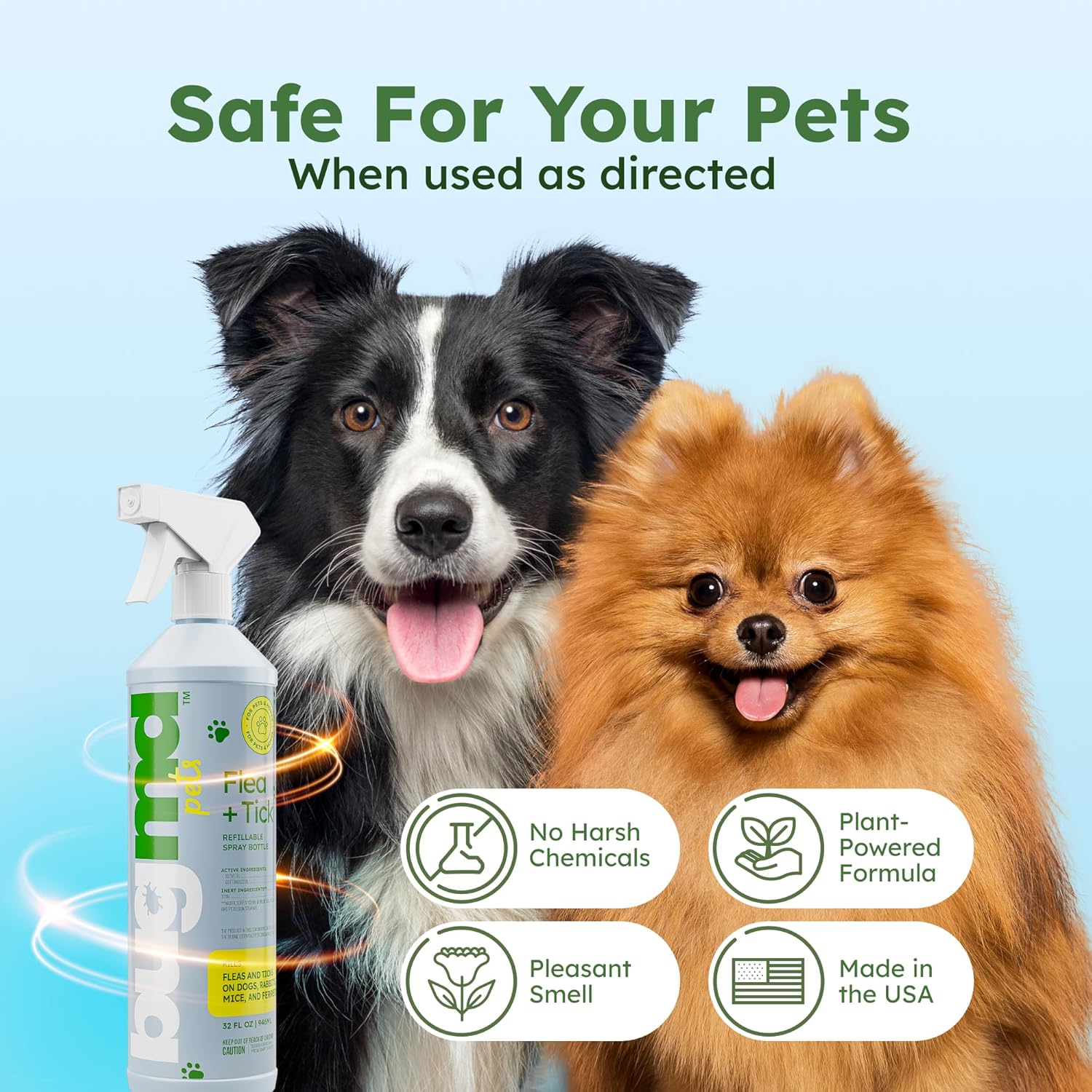Flea and Tick Concentrate (3.7 Oz, 2 Pack) - Essential Oil-Powered Formula, Controls Fleas, Ticks, Mites in Dogs and Other Furred Animals, Spray on Pet Beds, Kennels