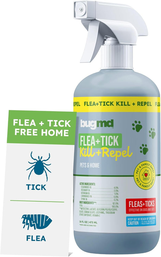 Natural Flea and Tick Spray for Dogs, Cats & Home | Plant-Based Flea Treatment & Tick Prevention with Essential Oils