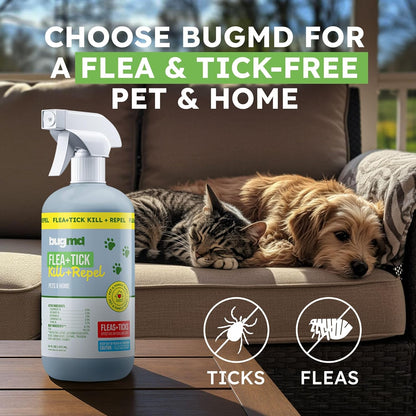 Natural Flea and Tick Spray for Dogs, Cats & Home | Plant-Based Flea Treatment & Tick Prevention with Essential Oils